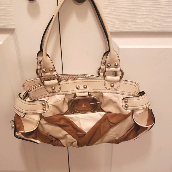 Guess Handbags - Guess Cream & Camel Patchwork Design Bag
